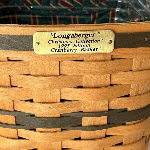 Longaberger 1995 Christmas Collection Cranberry Basket w/ Liner & Insert Holiday - Picture 3 of 16